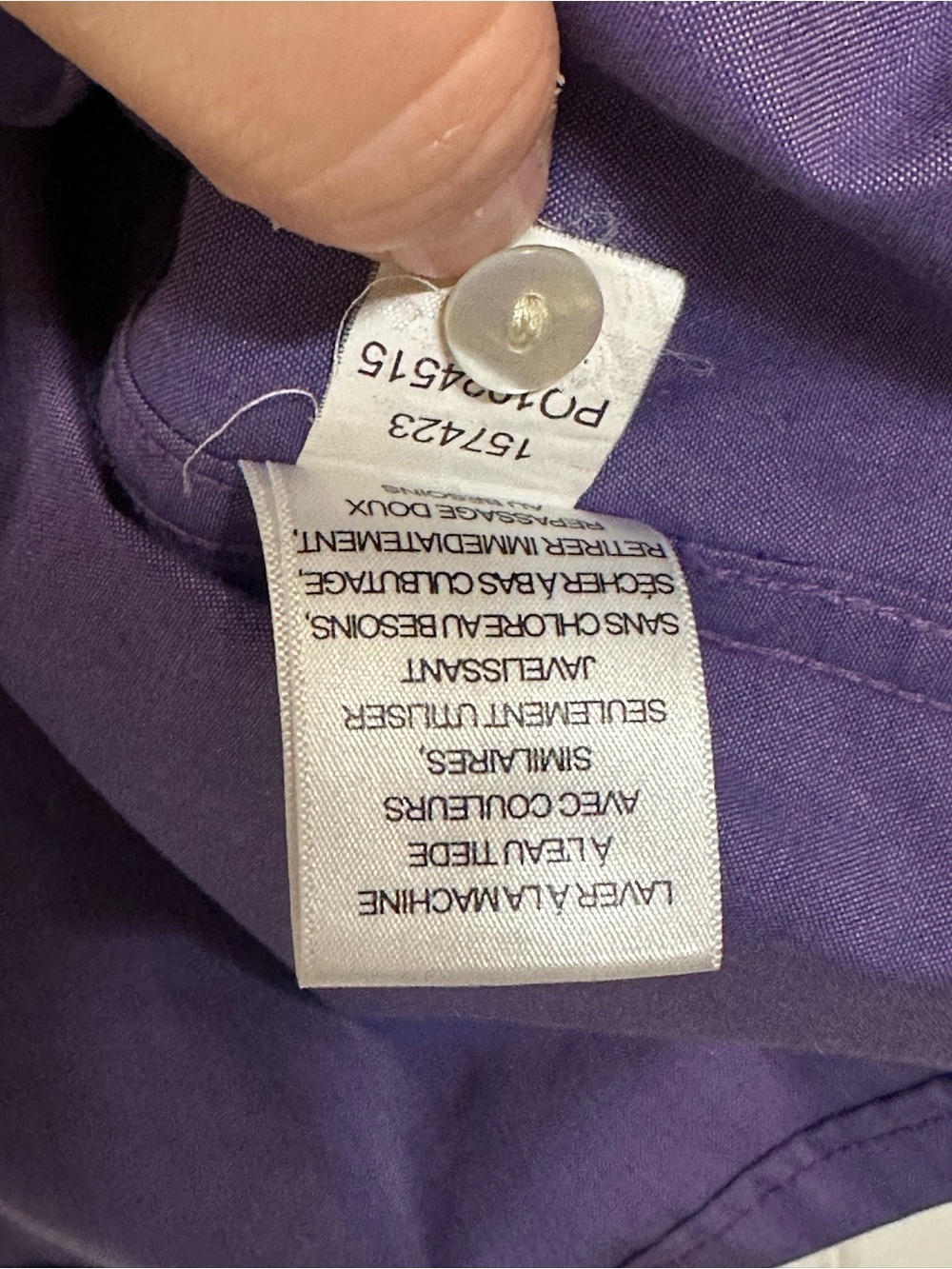 Foxcroft Non-Iron Royal Purple Button-Up Shirt 16 - Picture 4 of 6